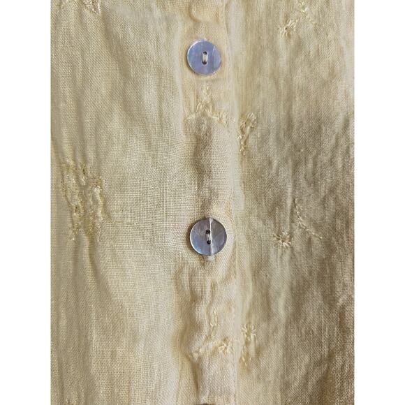 VTG Museum USA Yellow Womens Cottagecore 100% Linen Button Down Dress Sz M - Picture 5 of 6